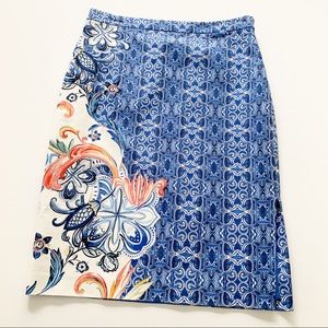 Moulinette Soeurs Pencil Skirt Floral Blue Size 12